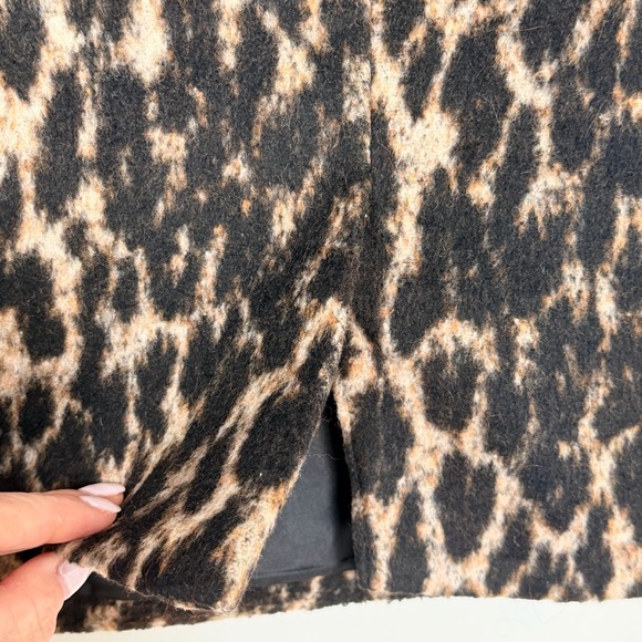 Paper Moon Leopard Print Wool Blend Mini Skirt Fitted Textured Going Out Small - Picture 2 of 9